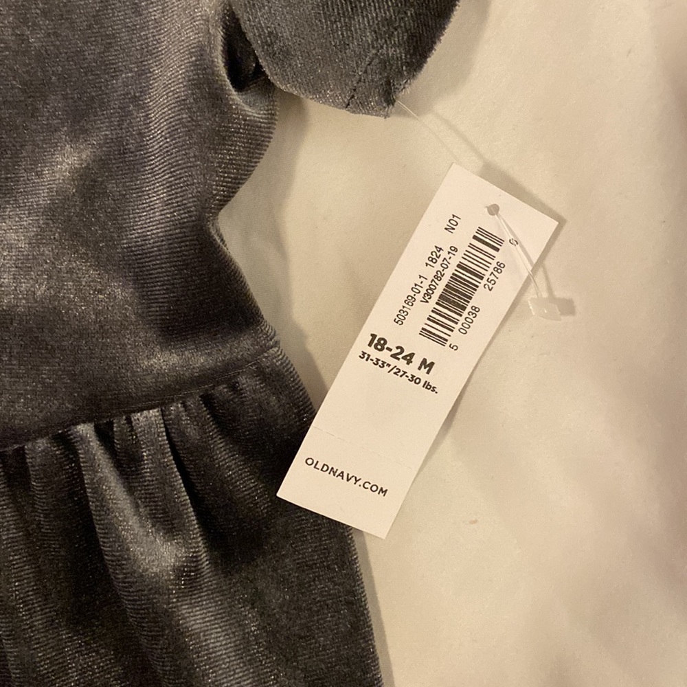 NWT Old Navy Gray Soft Velvet Dress - Picture 3 of 5